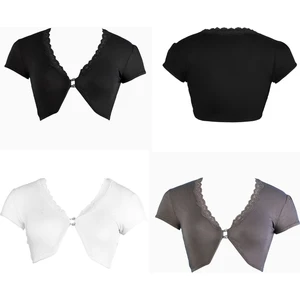 3'lü Paket Kadın Büstiyer Bluz (Siyah-Kurşuni/beyaz)  - Karışık Karışık - S