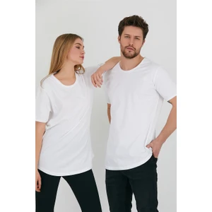 Beyaz Unisex Pis Yaka Salaş T-SHIRT-TCPS001R2501S