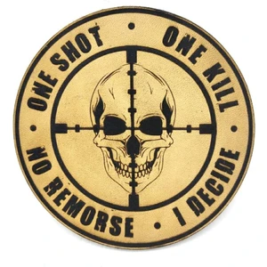 Seyhan Askeri Malzeme  One Shot One Kıll Keskin Nişancı Deri Peç - Arma - Askeri Patch