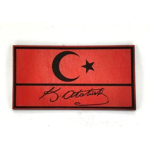 Seyhan Askeri Malzeme  Bayrak Kemal Atatürk Imzalı Deri Peç - Arma - Askeri Patch