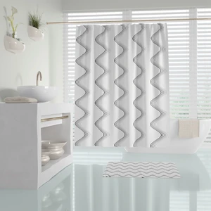 Çizgili Banyo Duş Perdesi-Lüx Küvet Perdesi 180X200CM Duşakabin Perde