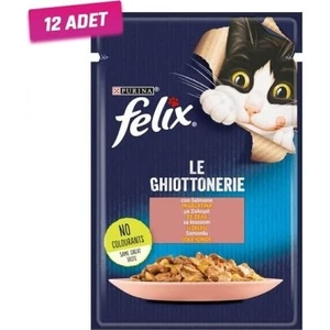 12 Adet - Felix Taze Somonlu Jöleli Pouch Yetişkin Kedi Konservesi 85 gr