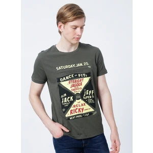 Lee Cooper 222 Lcm 242030 Kenway Bisiklet Yaka Slim Fit Baskılı Haki Erkek T-Shirt