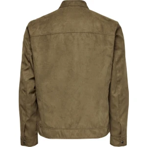 Only & Sons Dik Yaka Normal Kalıp Düz Taba Erkek Mont - 22021446_Onswillow Fake Suede
