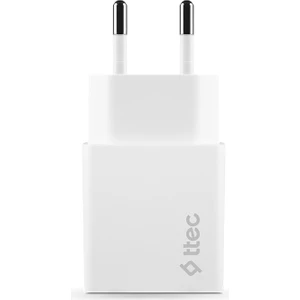 2SCS21DB Ttec Smartcharger Duo 2.4A Seyahat Sarj Aleti Cift Usb+ Lightning ve Micro USB Kablo Beyaz