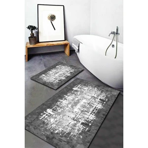 Esta Halı Gri Taban Üzerine Beyaz Desenli 2'li Halı Takımı (60X100/40X60) - ES81