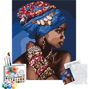 Sayılarla Boyama Seti 40 x 50 cm Tuval Şasesine Gerili Afrika Güzeli