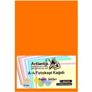 Renkli A-4 Fotokopi Kağıdı 25 Li 1 Paket Artlantis Fotokopi Renkli A4 Kağıdı