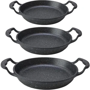 Rs Sembol 3 Lü Döküm 18-20-22 cm Sahan Seti - Siyah