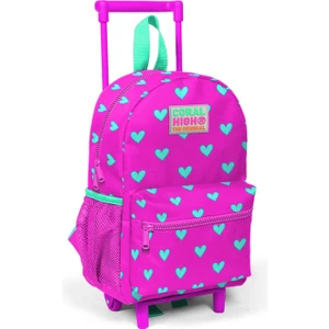 Coral High Pembe Kalp Baskılı Anaokul Çekçek Çantası - Kız Çocuk