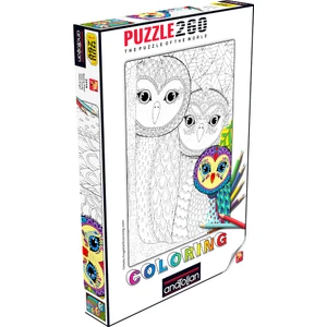 260 Parçalık Boyamalı Puzzle / Baykuş Ailesi - Kod 3316