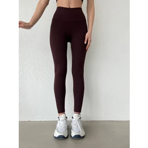 Toparlayıcı Fitilli Tayt Kahverengi