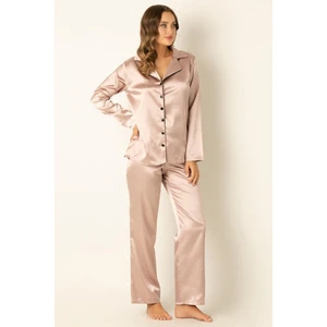 Uzun Kollu Saten Pijama Takımı
