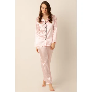 Uzun Kollu Saten Pijama Takımı