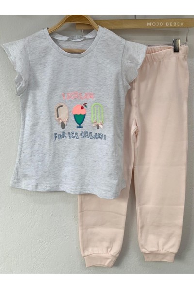 Mamino Kız Çocuk Dondurmalı Pijama Takımı 10057 Somon