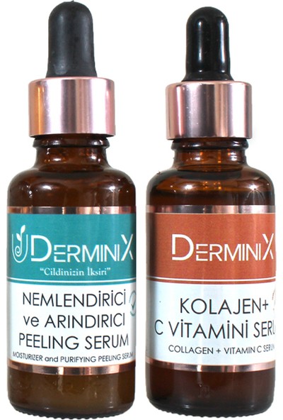 Derminix Nemlendirici Peeling ve Kolajen C Vitamini 2 Adet Cilt Bakım Serumu