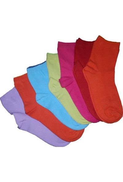 TrendCorap 7 Çift Pastel Renkli Düz Bayan Soket Çorap