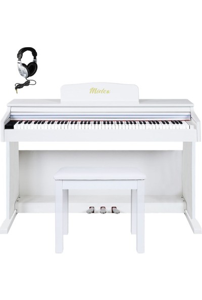 Midex PLX-190WH Dijital Piyano 88 Tuşlu Beyaz Tuş Hassasiyetli Bluetooth'lu (Kulaklık Tabure)