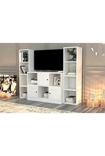 BK Concept Rafli Kitaplikli Tv Ünitesi Beyaz 165 cm TVT-1125