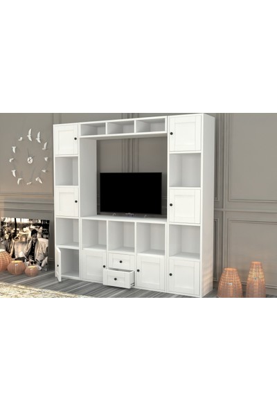 BK Concept Dolapli Çekmeceli Tv Ünitesi Beyaz 165 cm TVT-1090