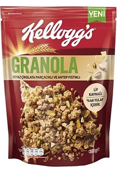 Kellogg's Granola Beyaz Çikolatalı ve Antep Fıstıklı 300 gr