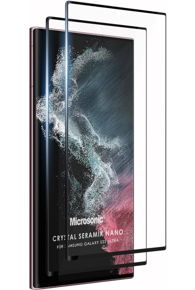 Microsonic Samsung Galaxy S22 Ultra Crystal Seramik Nano Ekran Koruyucu Siyah (2 Adet)