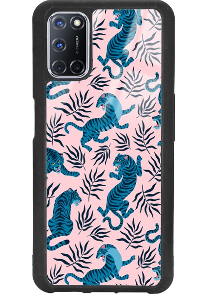 Oppo A52 - A72 Mavi Kaplan Tasarımlı Glossy Telefon Kılıfı