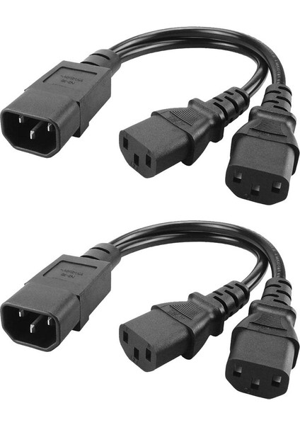 Siyah Yeni Pvc Y Kablosu IEC320-C14 2C13 Kordon Pdu / Ups Sunucu Assy 350MM