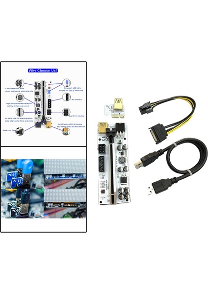 Charmant VER010-X Pcı-E Rider Kart Pcıe 1x Gpu Madencilik Slot Adaptörü Kart Siyah Yuvası Için 16X