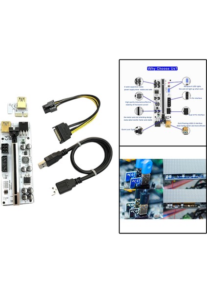 Charmant VER010-X Pcı-E Rider Kart Pcıe 1x Gpu Madencilik Slot Adaptörü Kart Siyah Yuvası Için 16X