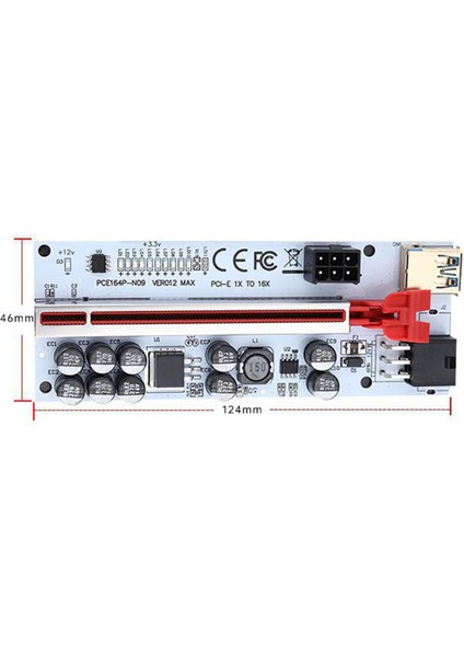 Pcı-E Pcıe Rıser 6-Pın Pcı-E'ye Sata Güç Kablosu Yükseltici Kart Gpu Madenciliği Kırmızı Yuvası ve Tel Için