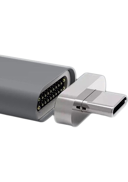 Macbook Pro / Hava Tabletleri Için Manyetik USB C Adaptörü 10 Gbps Veri Transferi Gri Düz(Yurt Dışından)