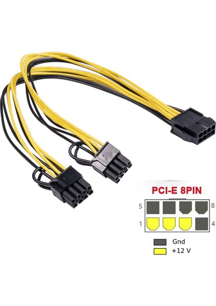 8pin Ila Çift 6 + 2pin Grafik Kartı 11.8 Inç Uzatma Güç Kaynağı Kablosu Pcıe 6 Parça fiyatları