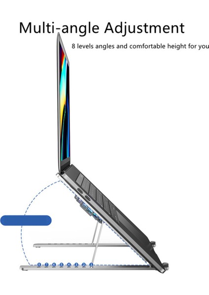 Dizüstü Standı Ayarlanabilir Katlanabilir Sessiz Katlanır Tutucu Baz Ofis Tablet Gümüş Için