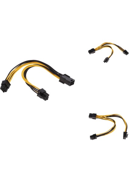 3 Adet 6-Pin Mini 2x 6-Pin Pcı-E Pcıe Güç Kablosu Video Kartı Uzatma Kablosu(Yurt Dışından)