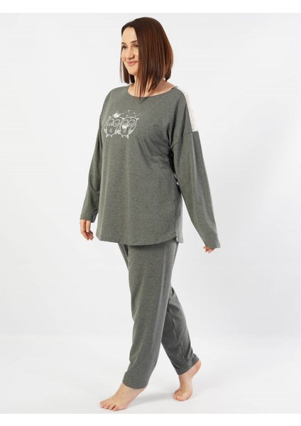 Kadın Antrasit Uzun Kollu Büyük Beden Pijama Takımı fiyatları