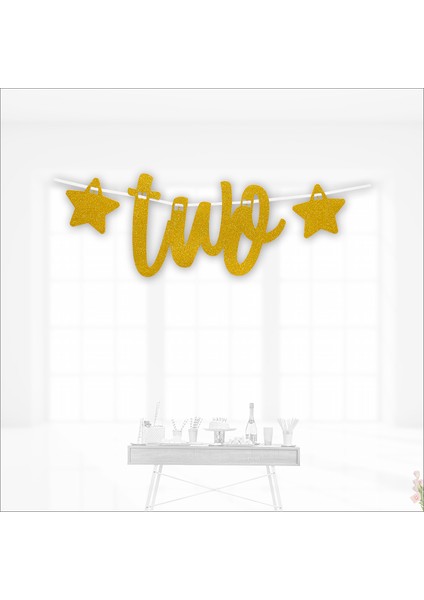 2 Yaş Yıldızlı Two Yazı, 90 cm - Altın