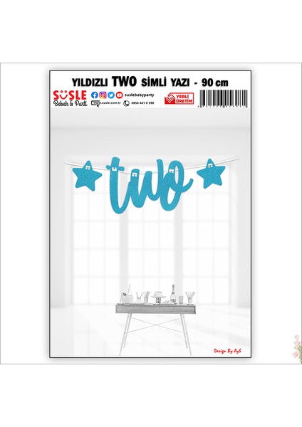 2 Yaş Yıldızlı Two Yazı, 90 cm - Mavi modelleri