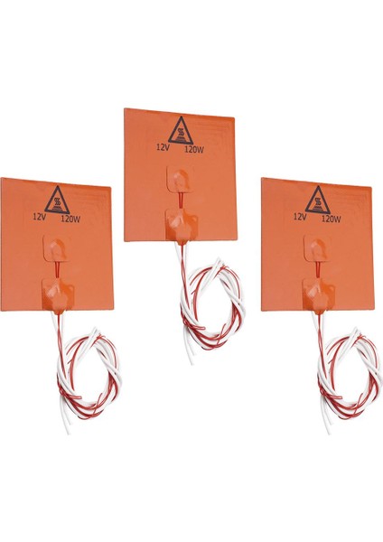 3x 120X120MM Esnek Silikon Isıtıcı Mat 3D Yazıcı Isıtma Yatağı 12 V / 120 W