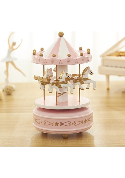 Sky City Carousel Müzik Kutusu K0132 Yıldız Pembe (Yurt Dışından)