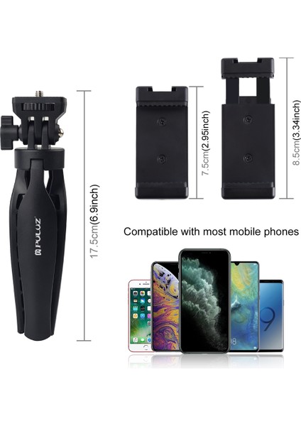 Puluz Masası Plastik Tripod Dağı ile Telefon Kelepçesi Siyah (Yurt Dışından)