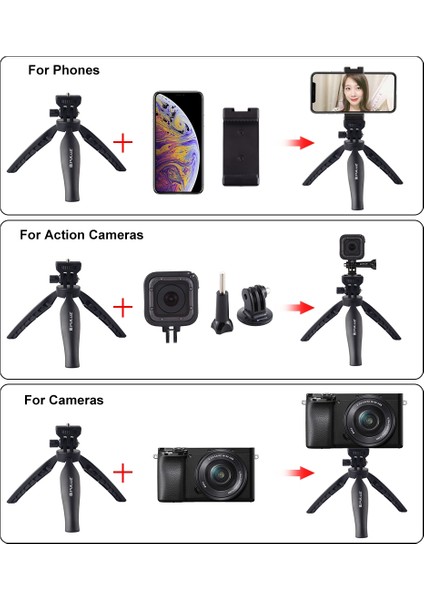 Puluz Masası Plastik Tripod Dağı ile Telefon Kelepçesi Siyah (Yurt Dışından)