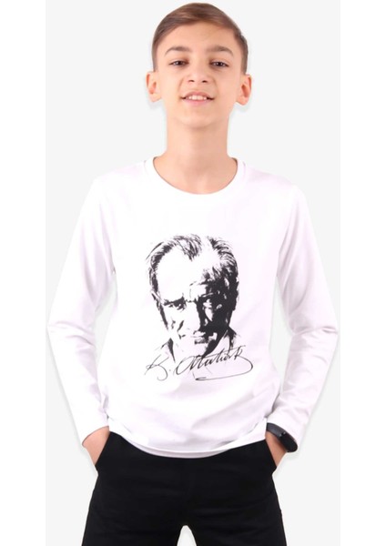 Atatürk Baskılı Uzun Kollu 23 Nisan 19 Mayıs 30 Ağustos 10 Kasım Süper Kalite Çocuk T-Shirt