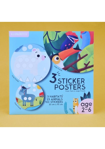 3'lü Habitat Sticker Poster - Orman, Kutup ve Çiftlik Arkadaşları