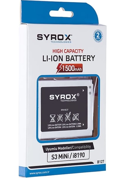 S3 Mini Samsung Batarya Syrox - SYX-B127