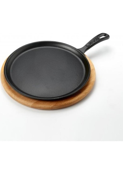 Döküm Krep / Pizza / Pancake Tavası, Yuvarlak, Metal Saplı ve Ahşap Altlıklı. ÇAP(Ø)26CM.