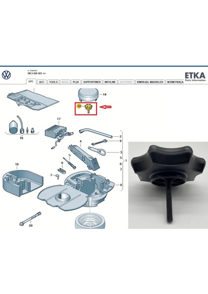 Lupo (2004 -- 2006) Yedek Lastik Stepne Sabitleme Cıvatası fiyatları