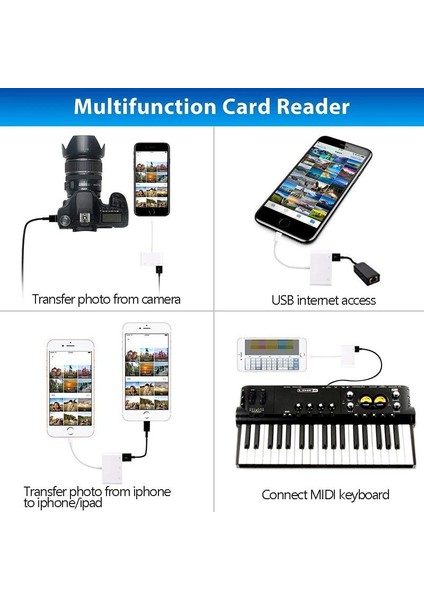 NK108L Apple iPhone Lightning To Tf Sd USB Dosya Aktarım Kart Okuyucu Çevirici Adaptör