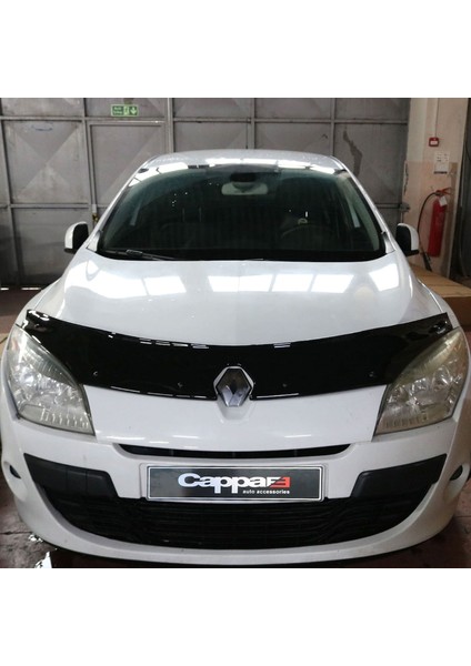 Renault Megane 3 Ön Kaput Koruyucu Rüzgarlığı 3mm Akrilik (Abs) Piano Black 2009-2016