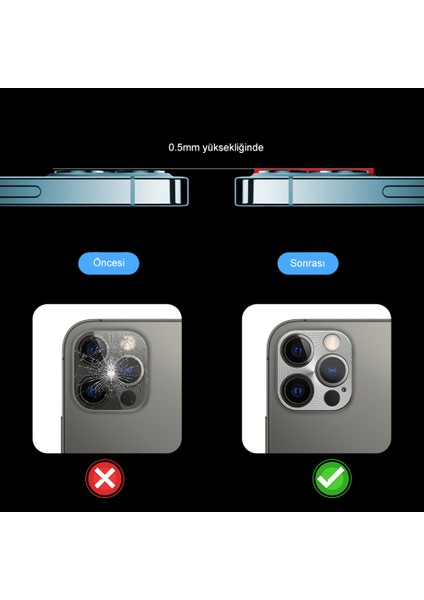 Yediseven Apple iPhone 12 Lens Kamera Koruyucu Alüminyum Metal